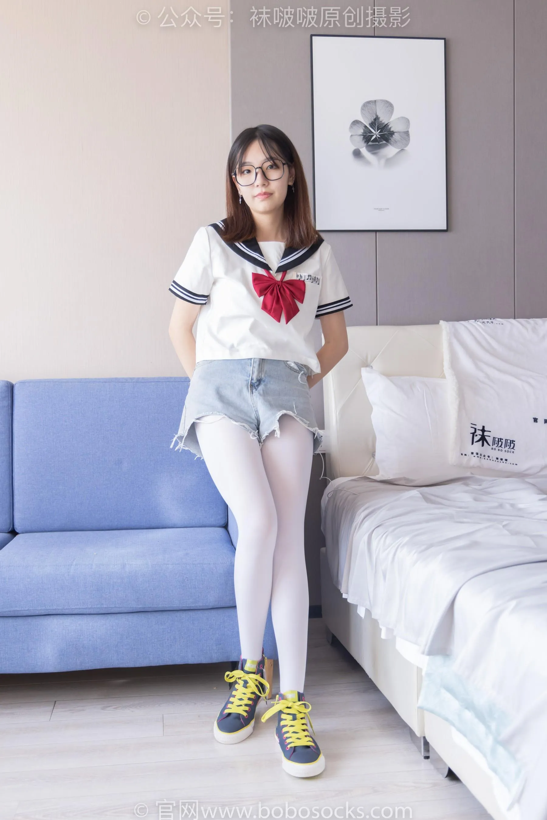 [BoBoSocks袜啵啵]NO.215 小甜豆-三双帆布鞋板鞋、厚白丝、黑丝 [90P]插图7